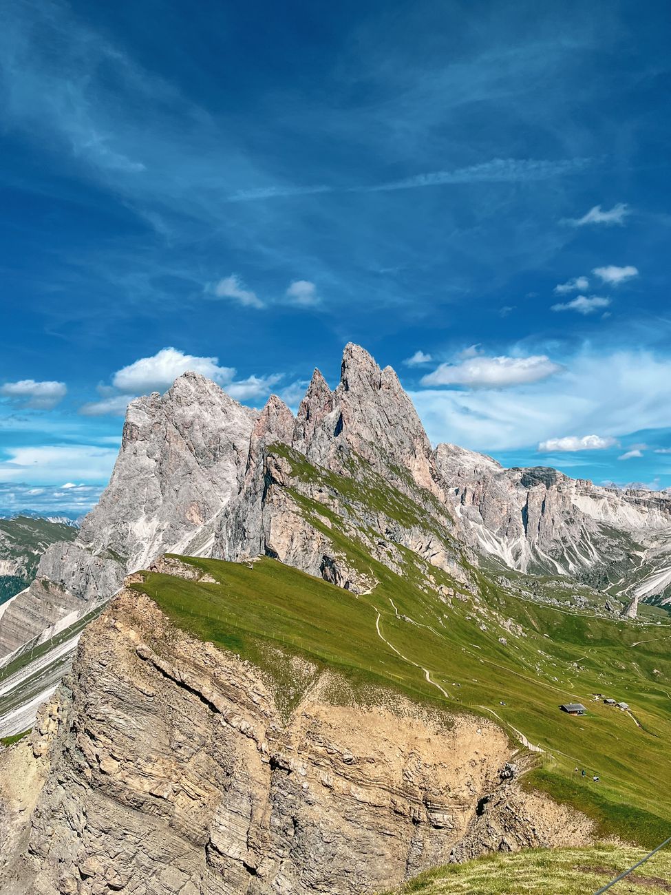 Limestone peaks of the Italian Dolomites at golden hour